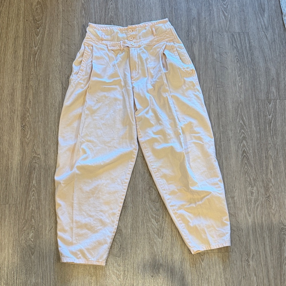 Women's Light Pink High-Waist Relaxed Trousers